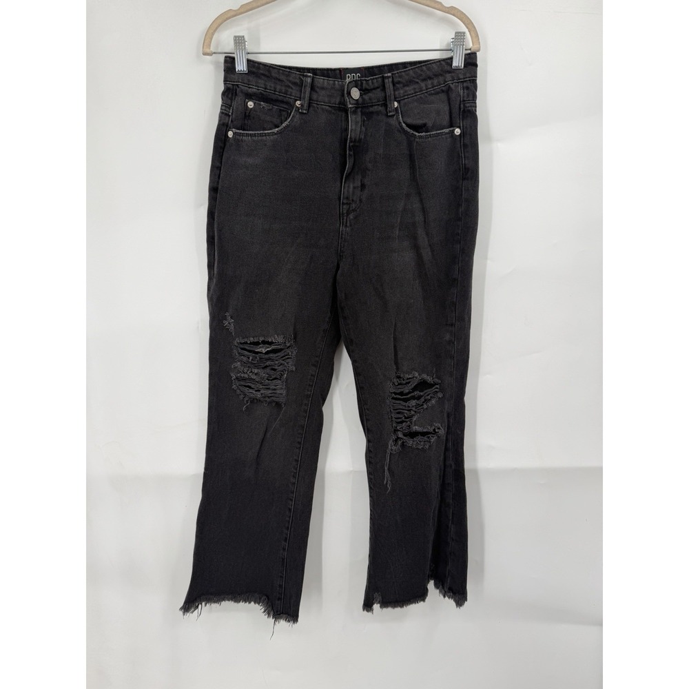 BDG Urban Outfitters Jeans Women 28 Black Distressed Ripped Crop Y2K Grunge Raw